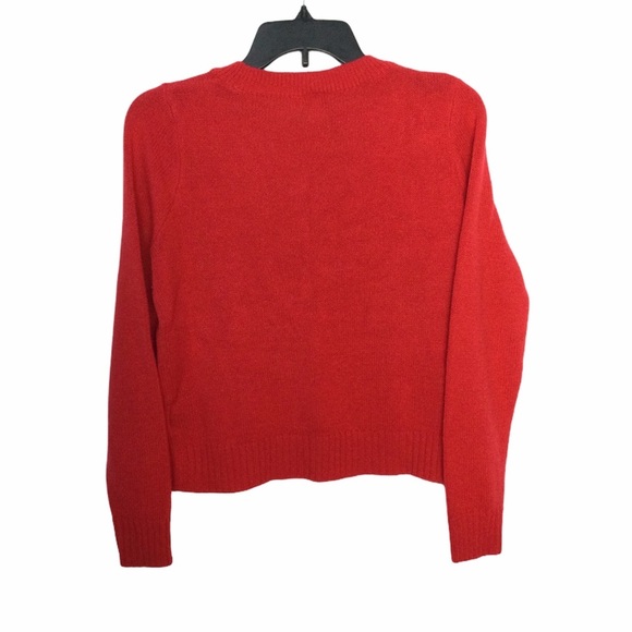 Junior’s H&M Divided S Small 3 - 5 Crewneck Crop Sweater Holiday Red Long Sleeve - Picture 3 of 8